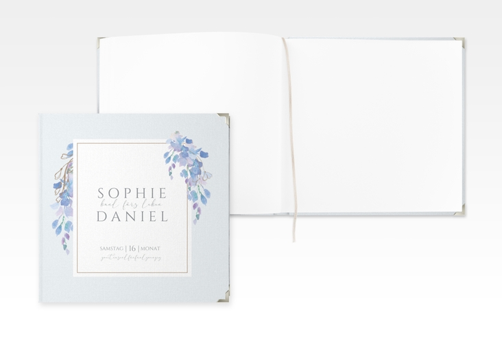 Gästebuch Selection Hochzeit Blauregen Leinen-Hardcover blau mit Wisteria-Blüten