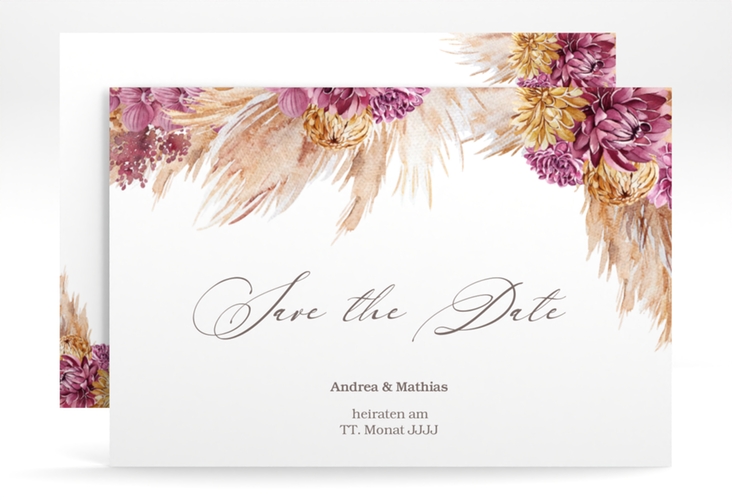 Save the Date-Karte Pampas A6 Karte quer hochglanz