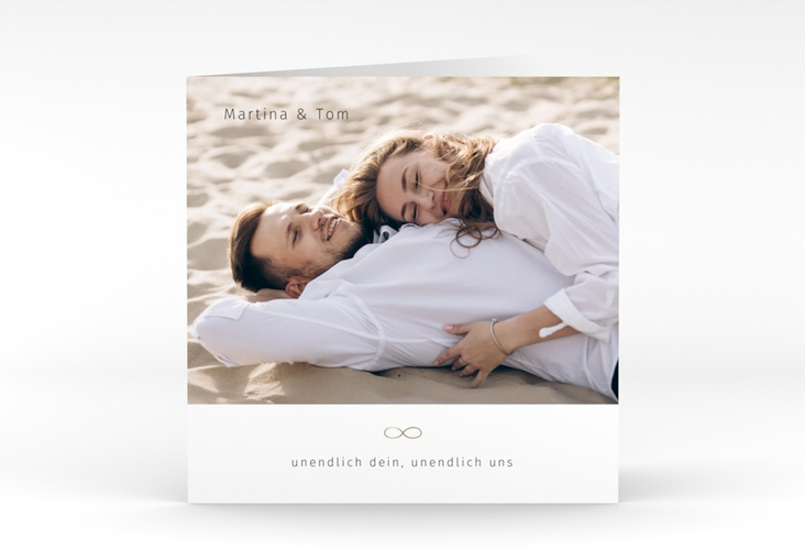 Hochzeitseinladung Unendlich Liebe quadr. Klappkarte weiss