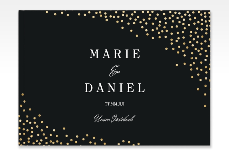 Gästebuch A4 quer Glitter A4 quer, Hardcover schwarz