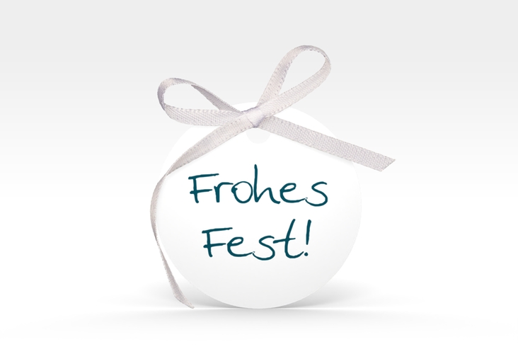Geschenkanhänger Weihnachten Joy Geschenkanhänger, rund blau hochglanz