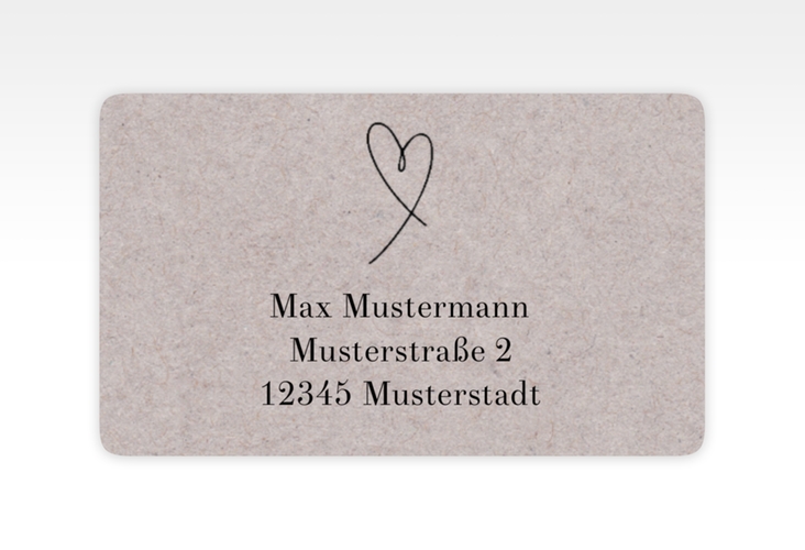 Empfängeretikett Hochzeit Hands 63,5 x 38,1 mm Kraftpapier mit sich haltenden Händen im Monoline-Stil