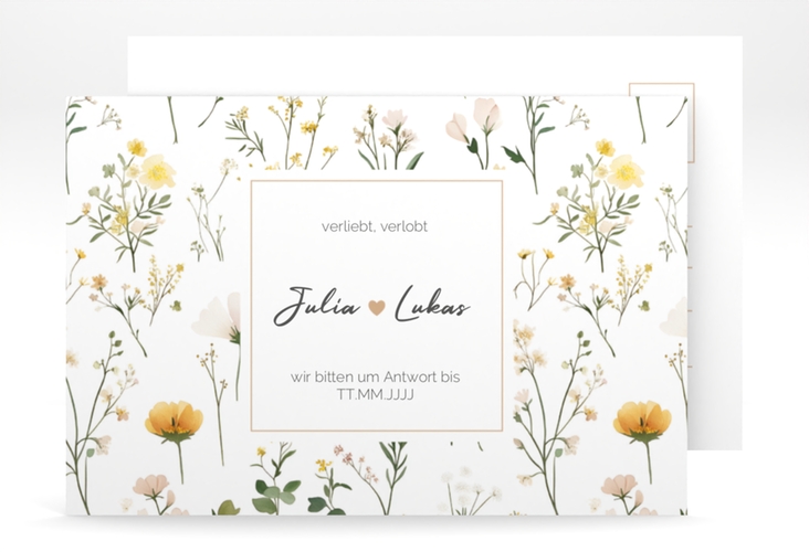 Antwortkarte Hochzeit Blumenwiese A6 Postkarte bunt hochglanz