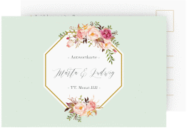 Klick: Details zu Antwortkarte Hochzeit "Prachtvoll" anzeigen Antwortkarte Hochzeit Prachtvoll A6 Postkarte mint