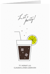 Party Einladungskarte Drink A6 Klappkarte hoch braun