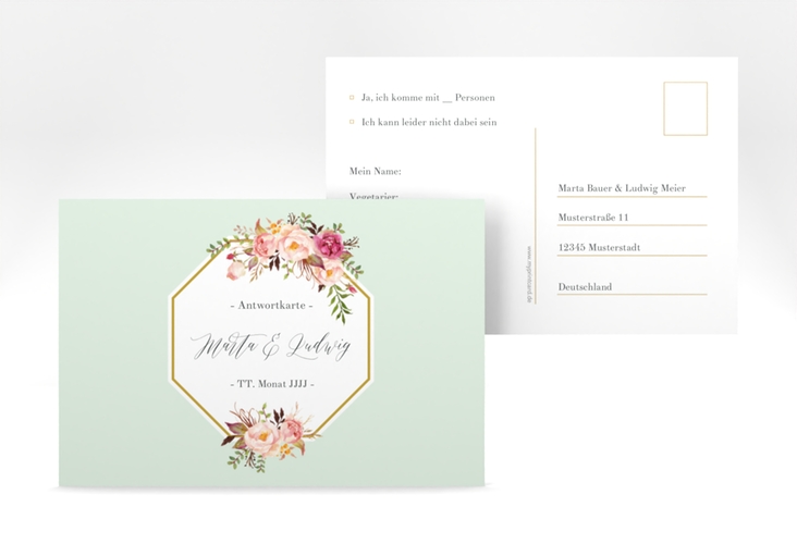 Antwortkarte Hochzeit Prachtvoll A6 Postkarte mint hochglanz