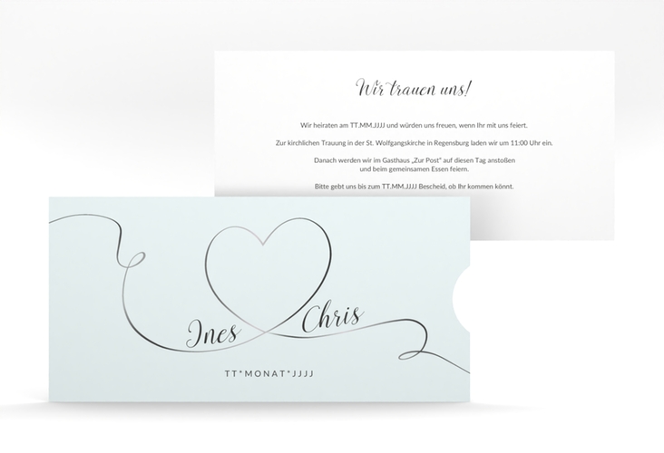 Hochzeitseinladung Dolce Einsteckkarte tuerkis hochglanz
