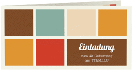 Einladung 40. Geburtstag Daniel/Daniela lange Klappkarte quer braun in Retro-Farben