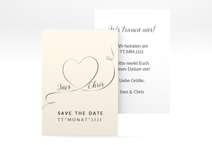 Save the Date-Visitenkarte Dolce Visitenkarte hoch beige hochglanz