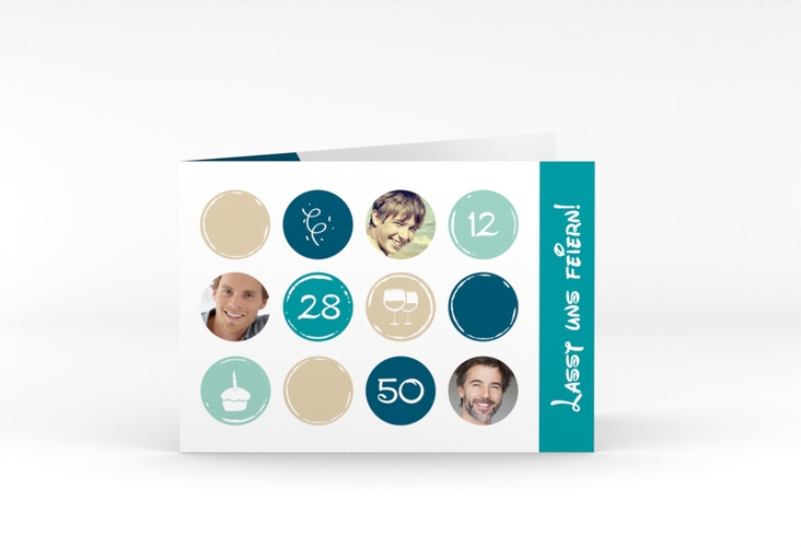 Einladung 50. Geburtstag Circles A6 Klappkarte quer