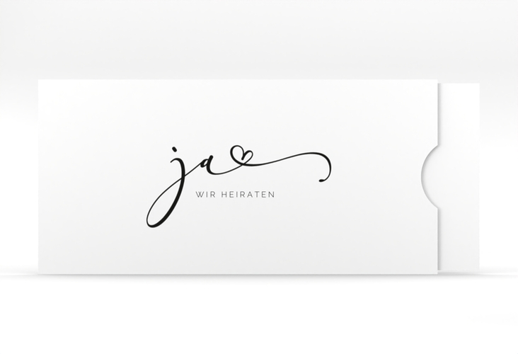 Hochzeitseinladung Jawort Einsteckkarte weiss modern minimalistisch mit veredelter Aufschrift