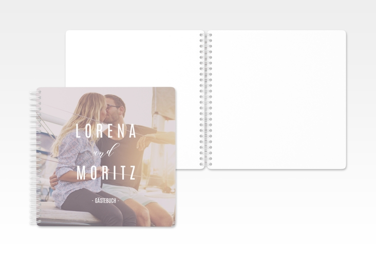 Gästebuch Hochzeit Memory Ringbindung grau