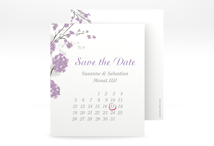 Save the Date-Kalenderblatt Salerno Kalenderblatt-Karte flieder hochglanz