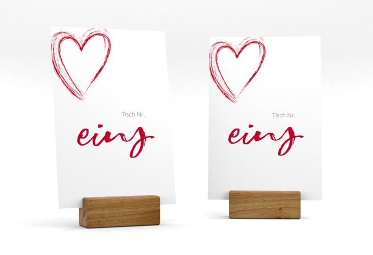 Tischnummer Hochzeit Liebe Tischaufsteller rot