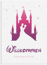 Klick: Details zu Willkommensschild Leinwand "Castle" anzeigen Willkommensschild Leinwand Castle 50 x 70 cm Leinwand pink