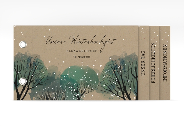 Hochzeitseinladung Winterhochzeit Booklet Kraftpapier