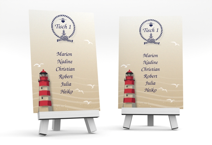 Tischaufsteller Hochzeit Sylt Tischaufsteller mit Leuchtturm