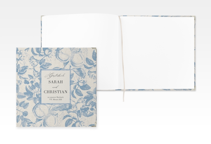 Gästebuch Selection Hochzeit Toile Leinen-Hardcover mit Blättermuster im Toile-de-Jouy-Stil