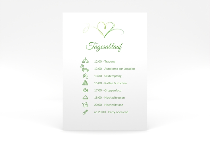 Tagesablauf Poster Hochzeit Envie 50 x 70 cm Poster gruen