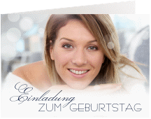 Einladung 40. Geburtstag Luminous A6 Klappkarte quer blau