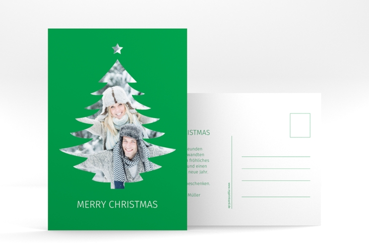 Weihnachtskarte Tanne A6 Postkarte gruen hochglanz