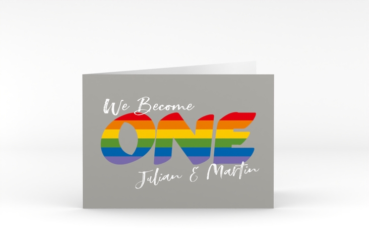 Hochzeitseinladung Pride A6 Klappkarte quer bunt hochglanz