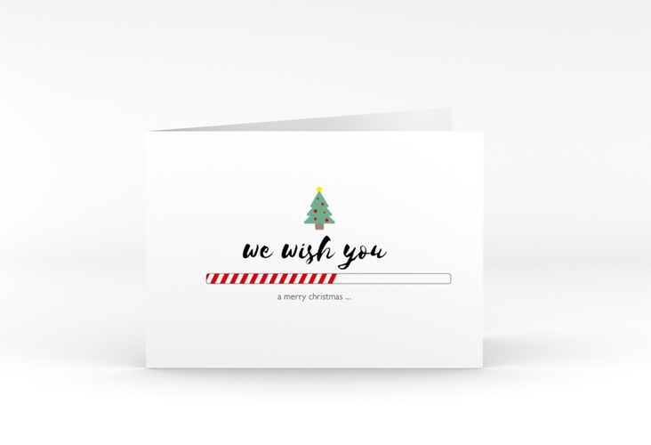 Geschäftliche Weihnachtskarte Christmasload A6 Klappkarte quer weiss hochglanz modern mit Ladebalken