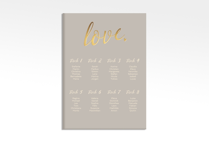 Sitzplan Leinwand Hochzeit Glam 50 x 70 cm Leinwand grau
