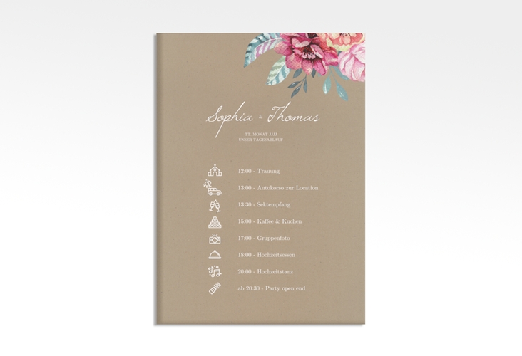 Tagesablauf Leinwand Hochzeit Blooming 50 x 70 cm Leinwand