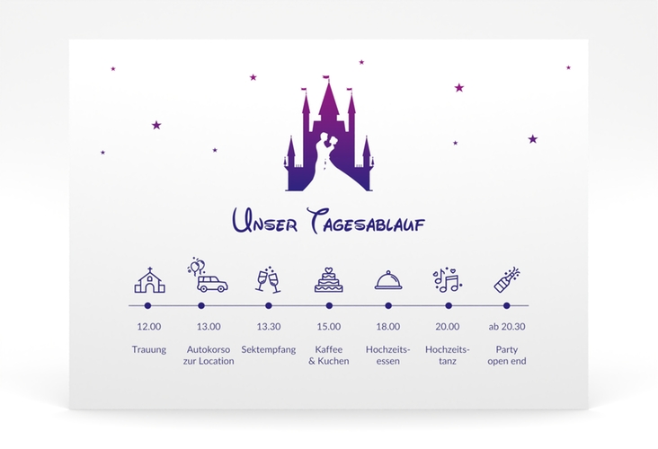 Tagesablauf Poster Hochzeit Castle 70 x 50 cm Poster lila