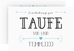 Klick: Details zu Taufeinladung "Lettering" anzeigen Taufeinladung Lettering A6 Karte quer tuerkis