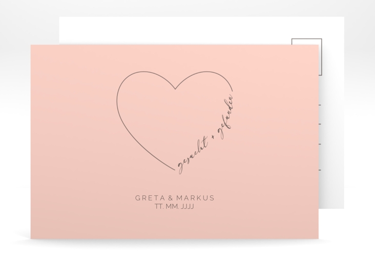 Antwortkarte Hochzeit Lebenstraum A6 Postkarte rosa
