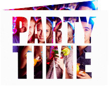 Partyeinladung Partytime A6 Klappkarte quer weiss mit Foto