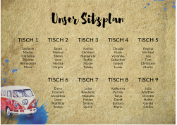 Klick: Details zu Sitzplan Poster Hochzeit "Bulli" anzeigen Sitzplan Poster Hochzeit Bulli 70 x 50 cm Poster beige