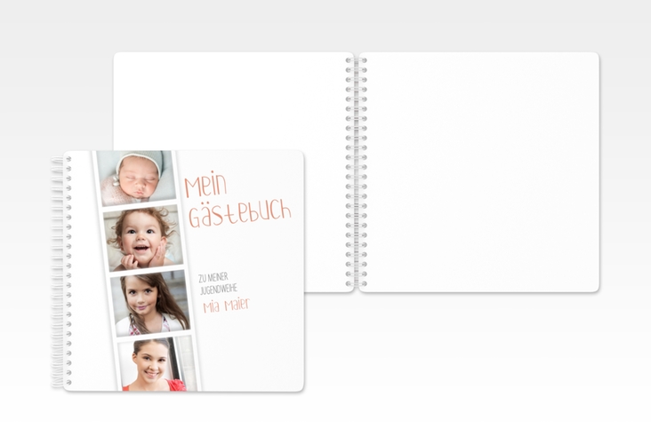 Gästebuch Jugendweihe Photostrip Ringbindung apricot