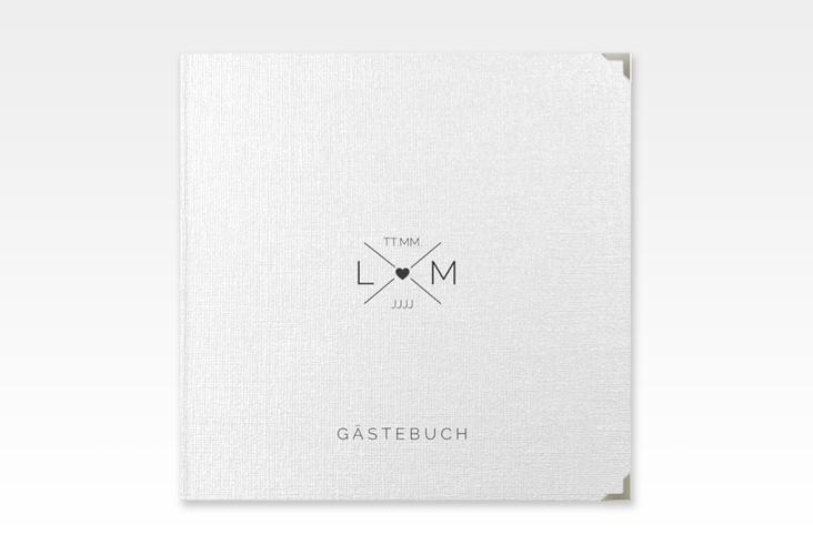Gästebuch Selection Hochzeit Initials Leinen-Hardcover schwarz mit Initialen im minimalistischen Design