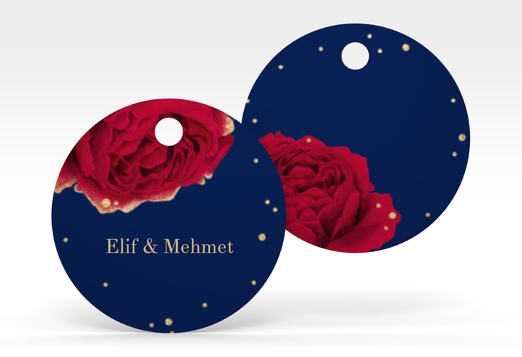 Geschenkanhänger Hochzeit Cherie Geschenkanhänger, rund blau