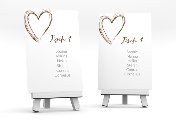 Tischaufsteller Hochzeit Liebe Tischaufsteller braun