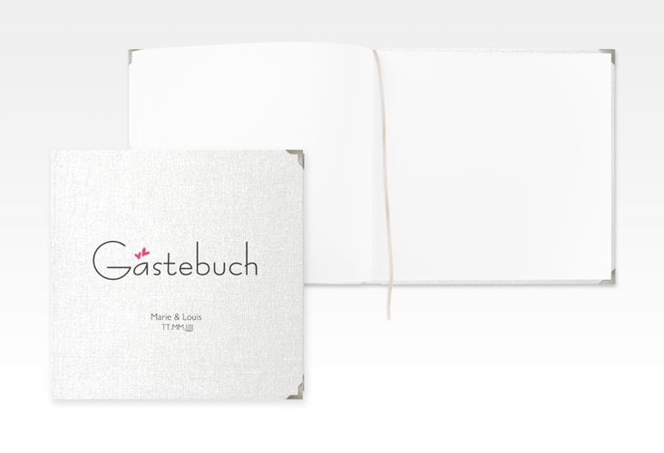 Gästebuch Selection Hochzeit Twohearts Leinen-Hardcover pink