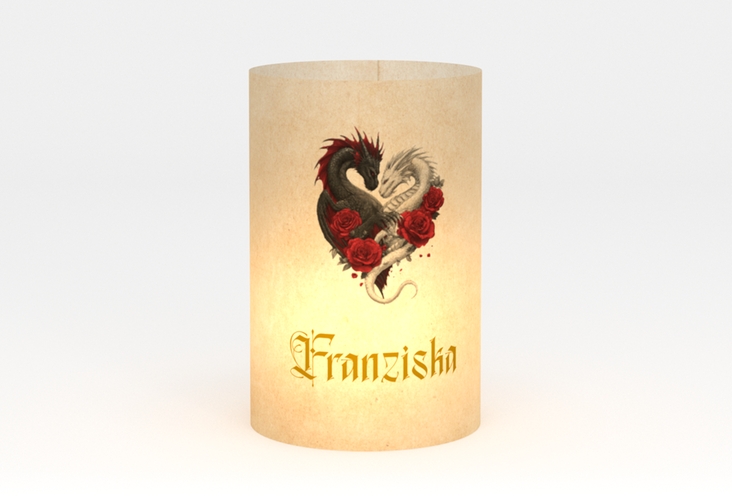 Windlicht Hochzeit Drachenliebe Windlicht mit schwarzem und weißem Drachen zu einem Herz verschlungen