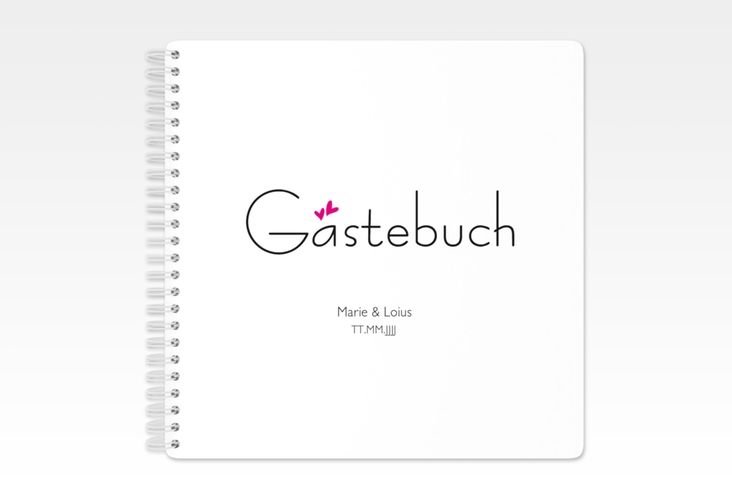Gästebuch Hochzeit Twohearts Ringbindung pink