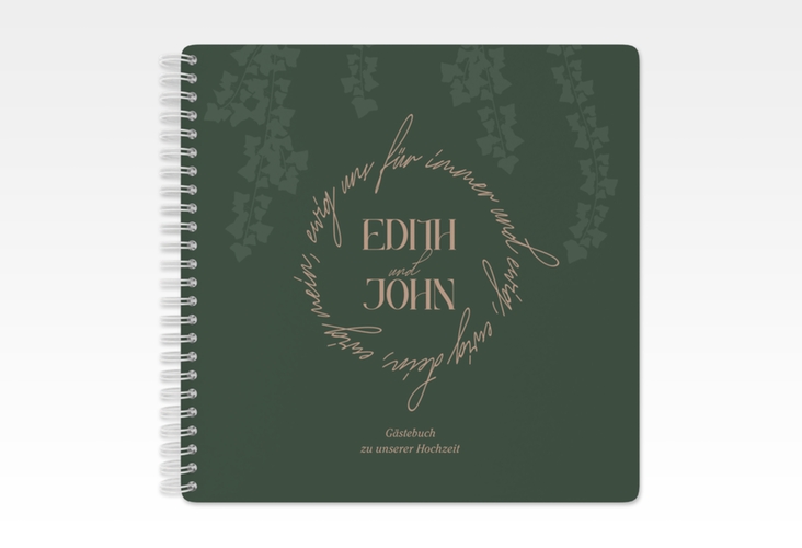 Gästebuch Hochzeit Efeugrün Ringbindung gruen im Fantasy-Elfen-Design mit Efeu