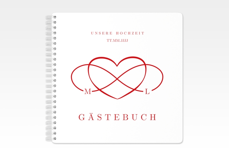 Gästebuch Hochzeit Infinity Ringbindung rot