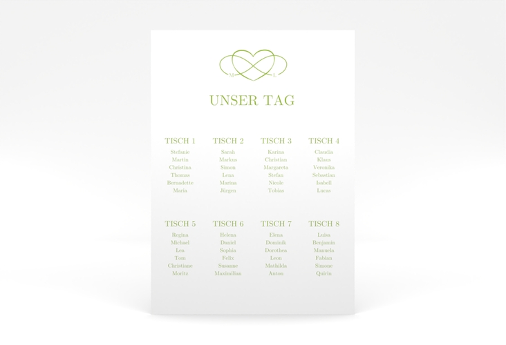 Sitzplan Poster Hochzeit Infinity 50 x 70 cm Poster gruen