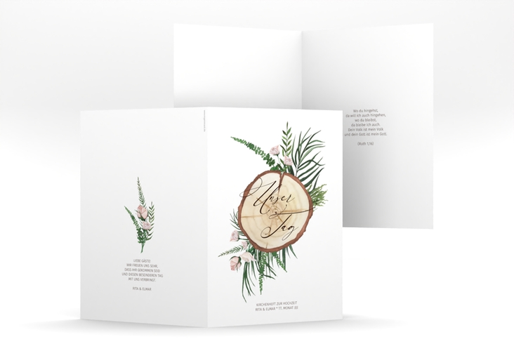 Kirchenheft Hochzeit Woodland A5 Klappkarte hoch weiss hochglanz