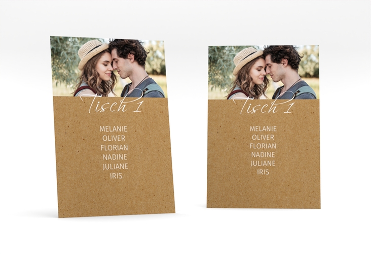 Tischaufsteller Hochzeit Big Picture Tischaufsteller Kraftpapier mit Foto des Brautpaars