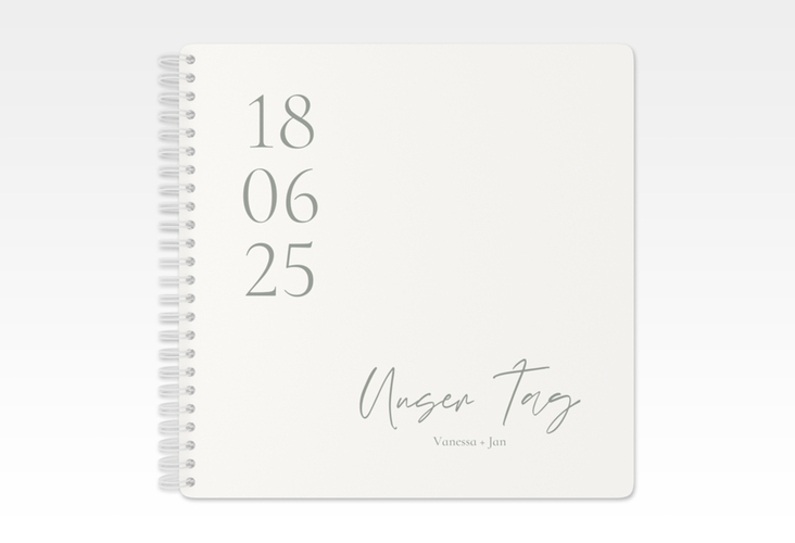 Gästebuch Hochzeit Day Ringbindung weiss mit Datum im minimalistischen Design