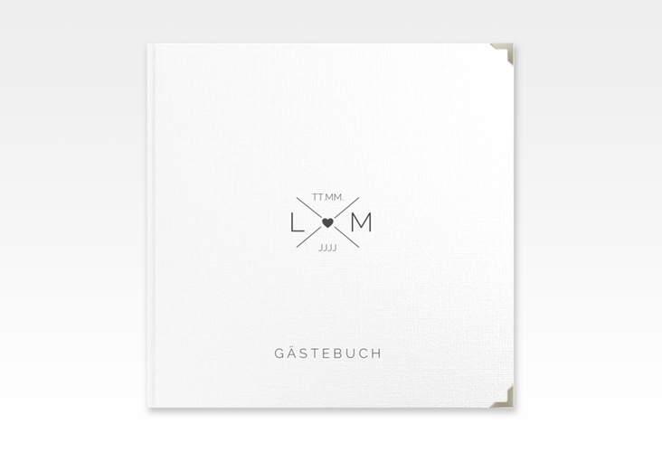 Gästebuch Selection Hochzeit Initials Leinen-Hardcover schwarz mit Initialen im minimalistischen Design