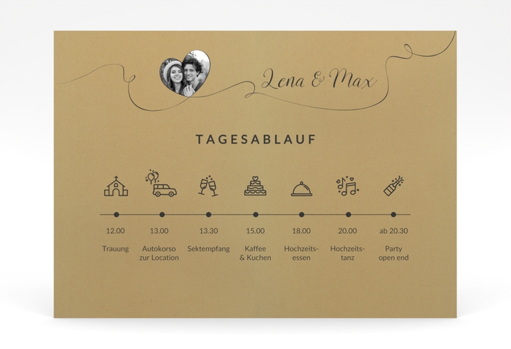 Tagesablauf Poster Hochzeit Herzensbund 70 x 50 cm Poster