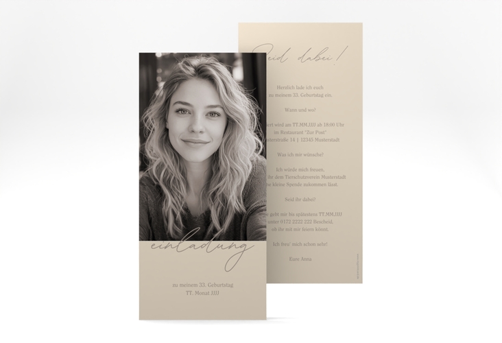 Einladung Geburtstag Lebensalter lange Karte hoch